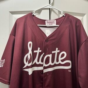 Maroon Mississippi State Baseball Jersey with ‘State’ Logo